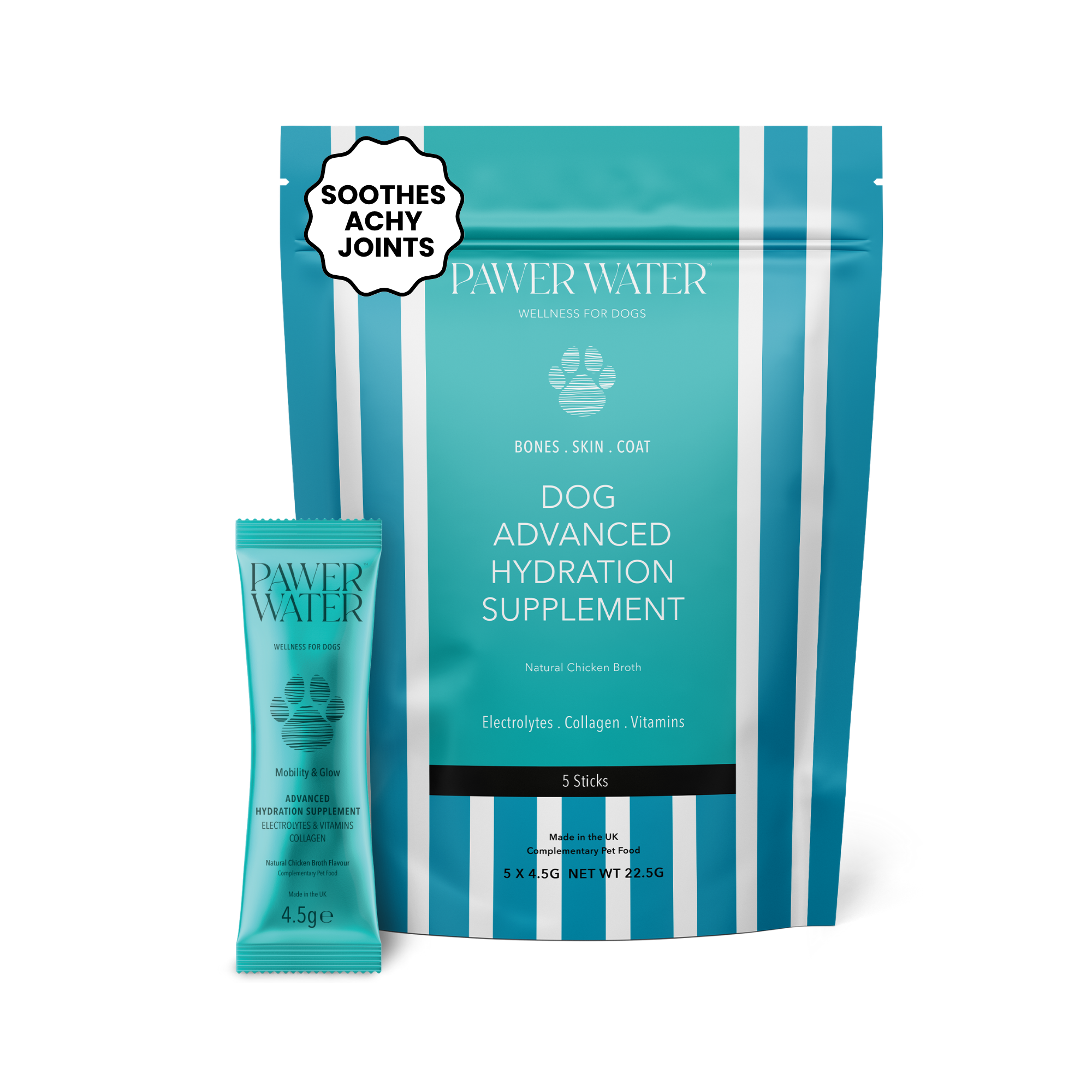 Dog Mate 800ml Insulated Stainless Steel Travel Flask & Pack of 5 Pawer Water Advanced Hydration Supplements