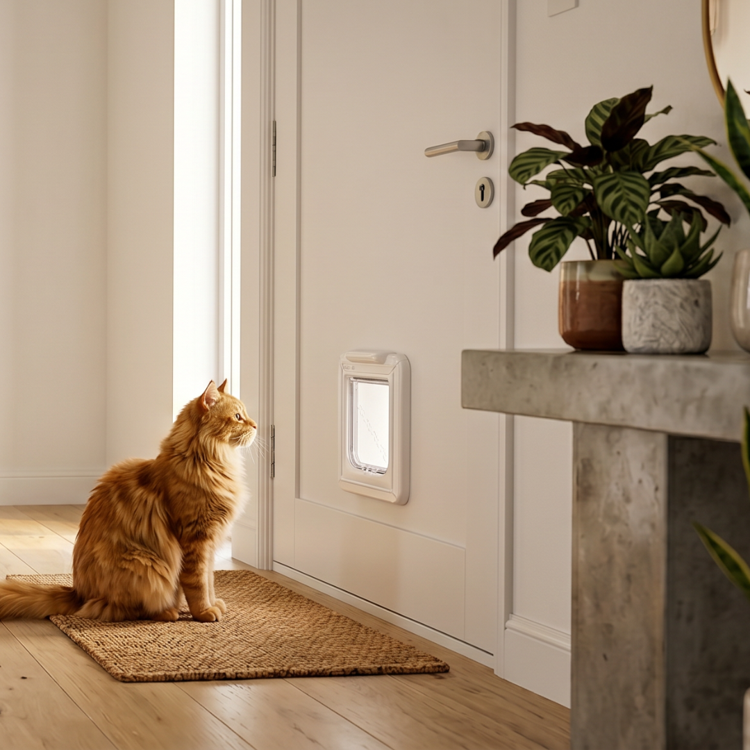 Cat Mate Elite Microchip Cat Flap with Timer & 4-Way Lock – White (355W)