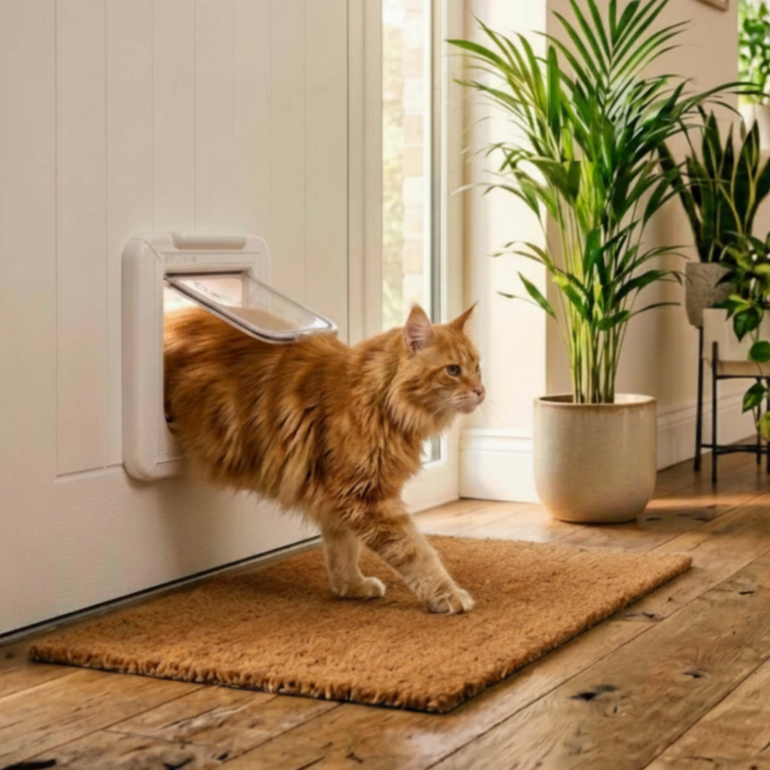 Cat Mate Elite Microchip Cat Flap with Timer & 4-Way Lock – White (355W)