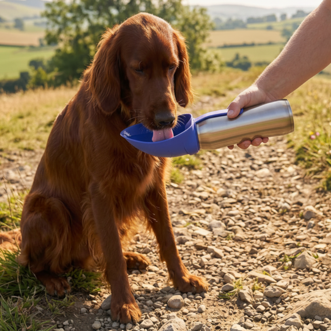 Insulated Stainless Steel Dog Water Bottle & Travel Bowl