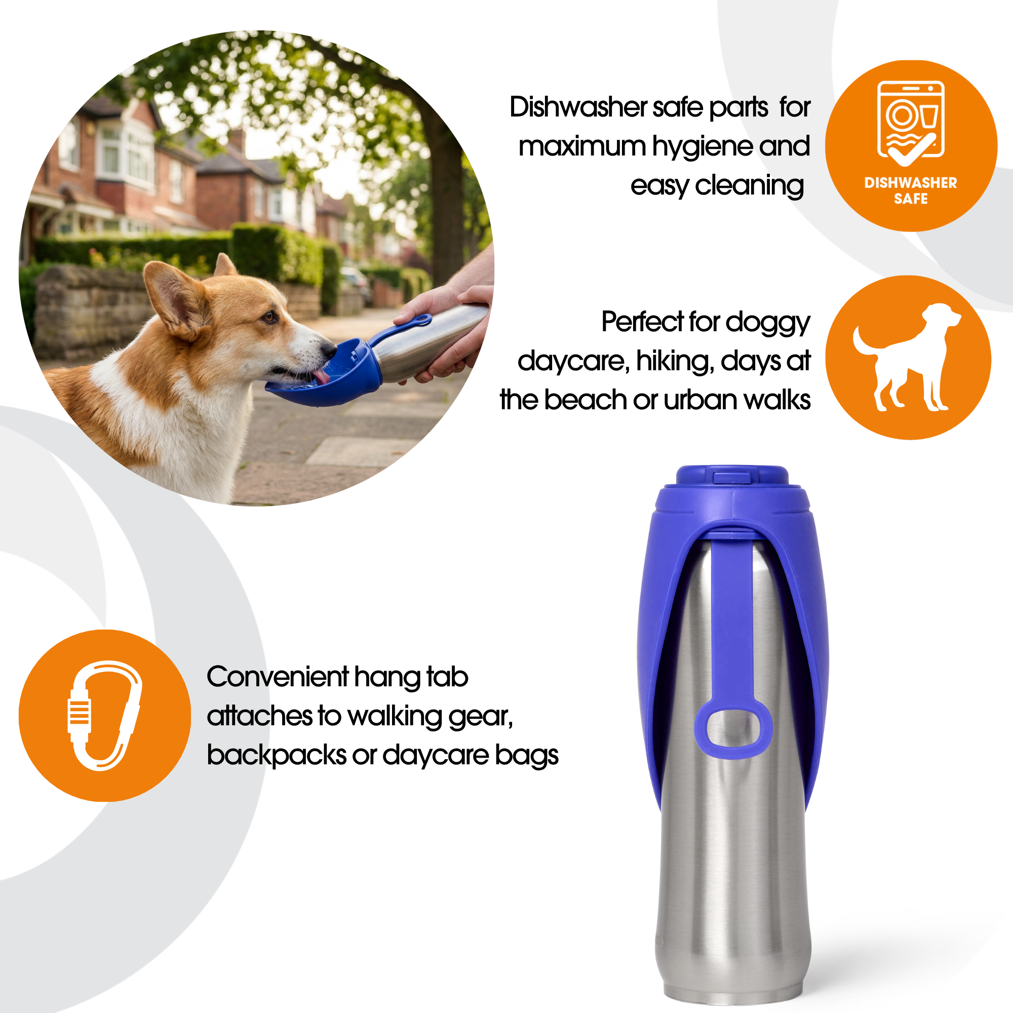 Insulated Stainless Steel Dog Water Bottle & Travel Bowl