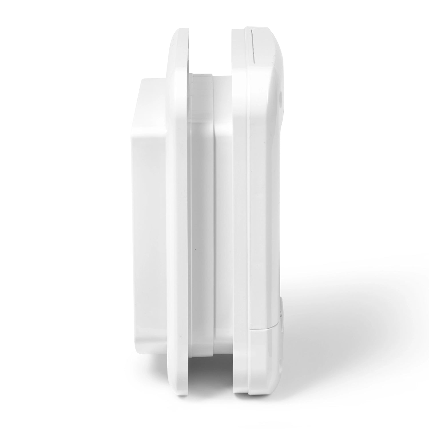 A side on view of the microchip activated cat flap by Cate Mate in white, on a white background