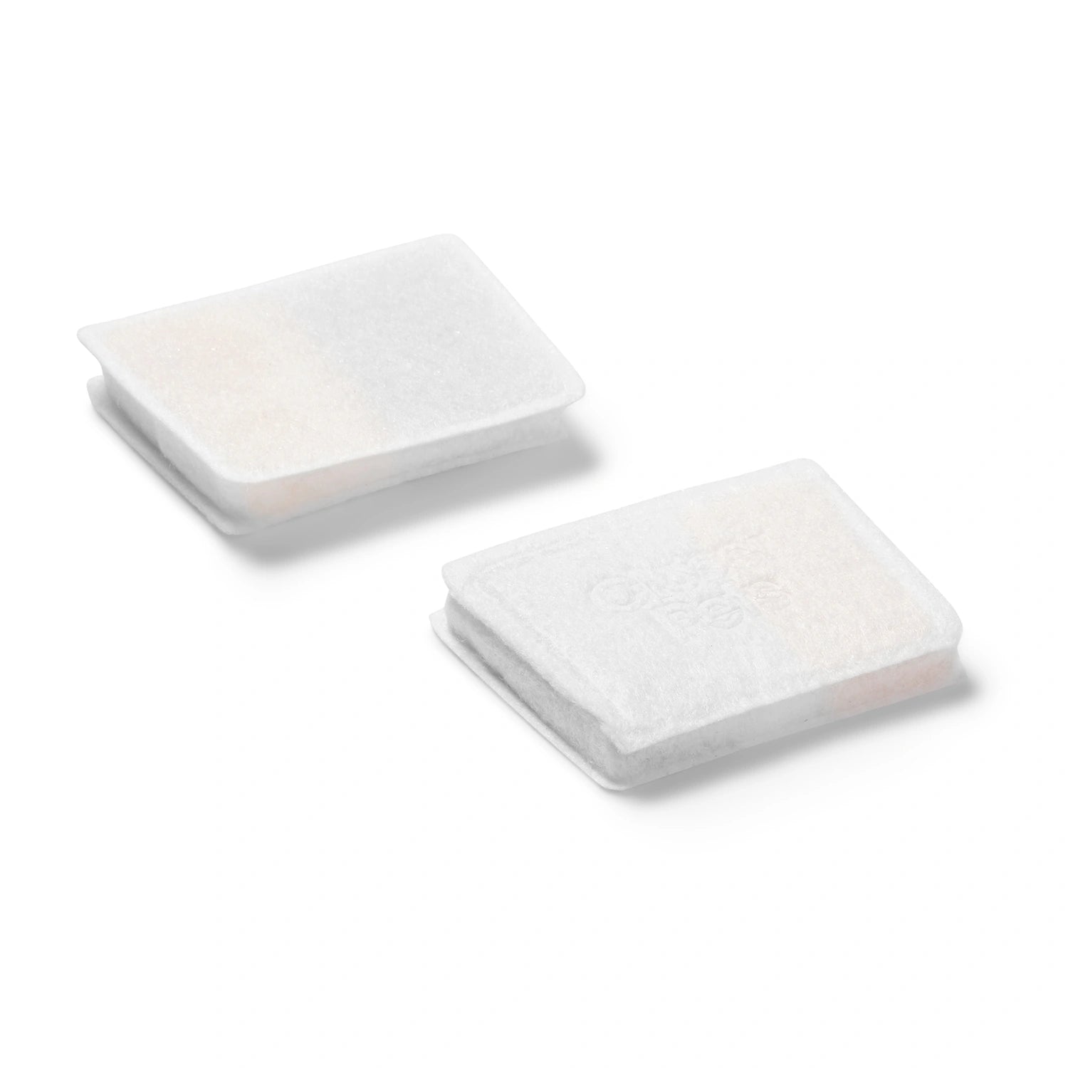 Two white square filters on a white background