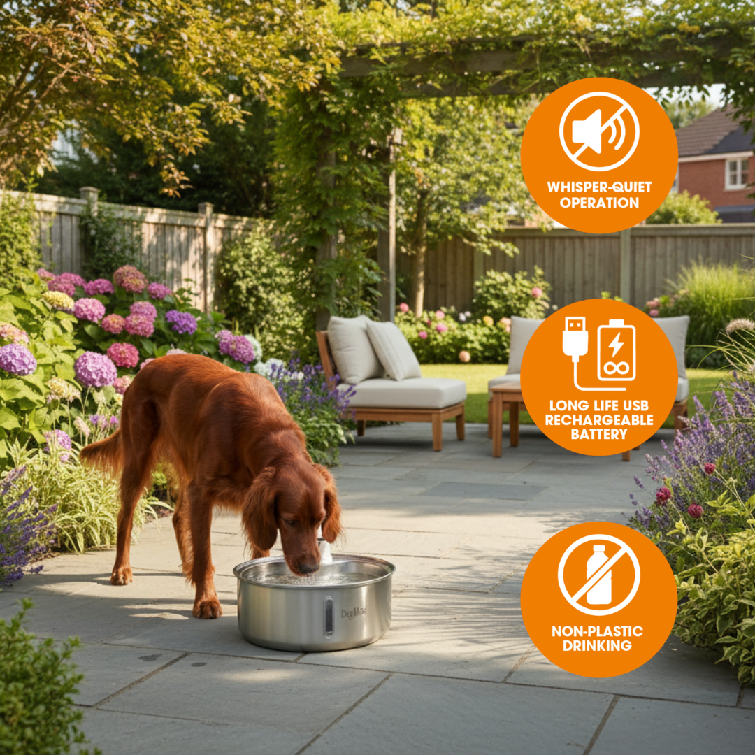 Dog Mate 8 Litre Stainless Steel Cordless Pet Water Fountain