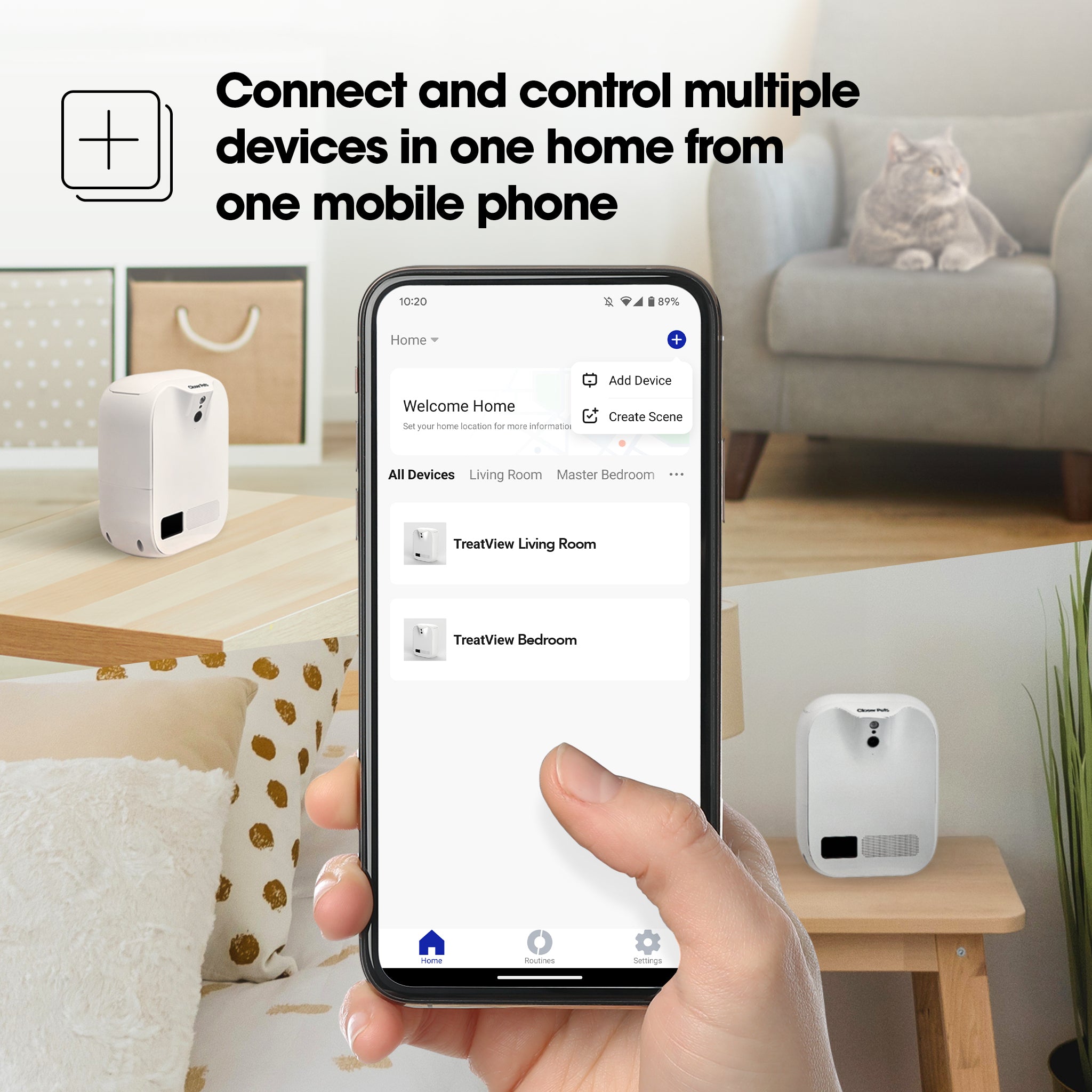Closer Pets TreatView Pet Camera with Treat Dispenser (iOS/Android Compatible)