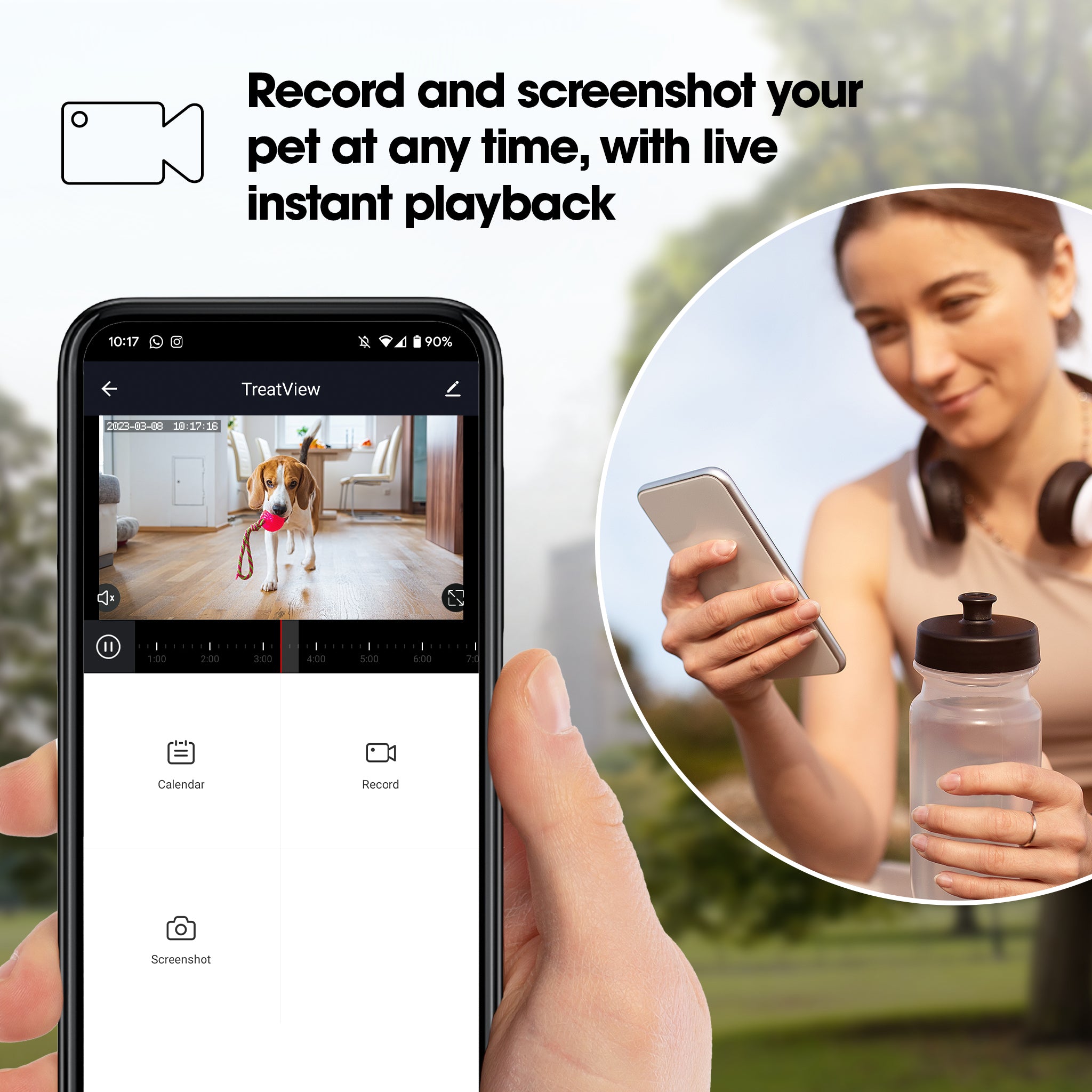 Closer Pets TreatView Pet Camera with Treat Dispenser (iOS/Android Compatible)
