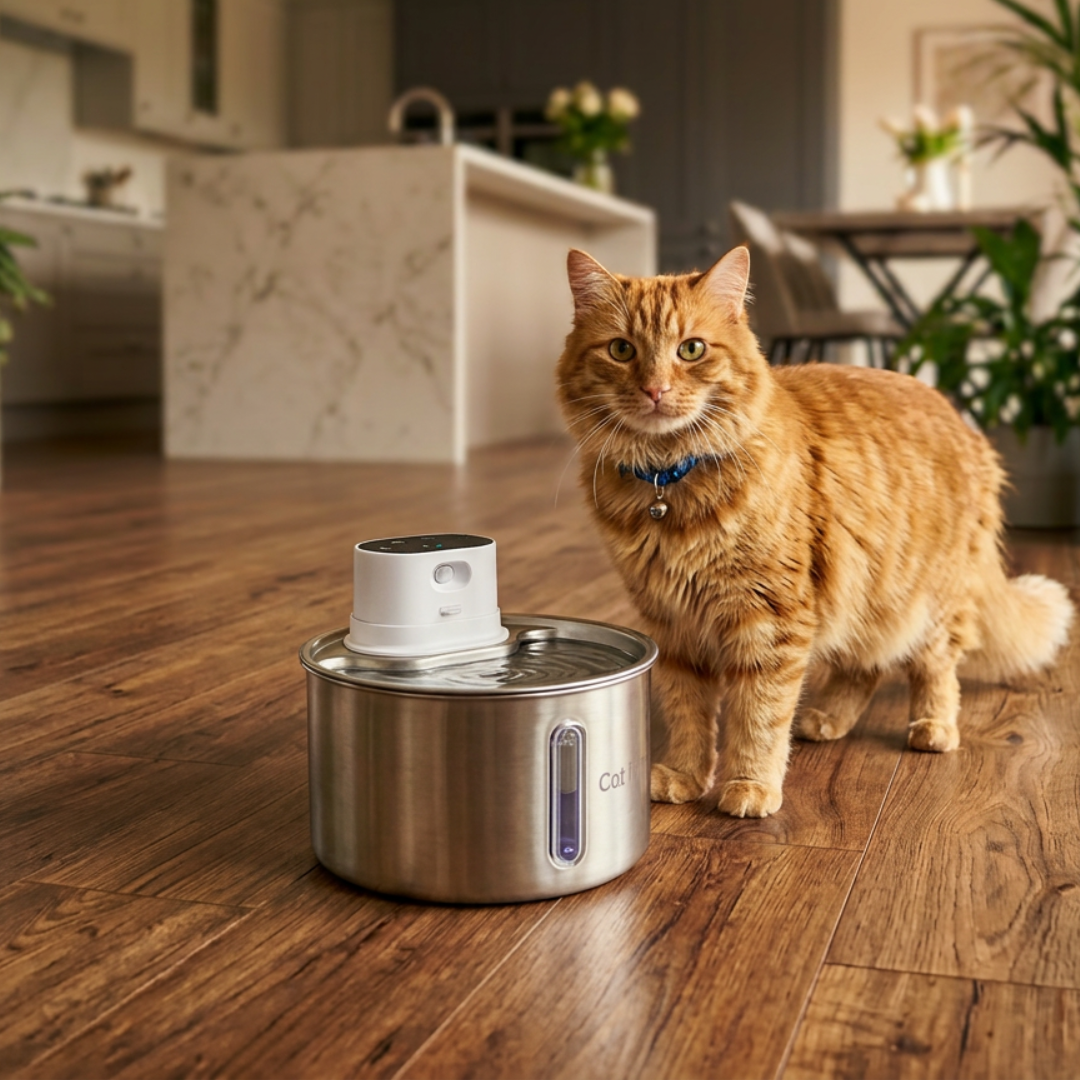 ** Pre-Order - Shipping From 26th March** Cat Mate 2.2 Litre Stainless Steel Cordless Cat Water Fountain