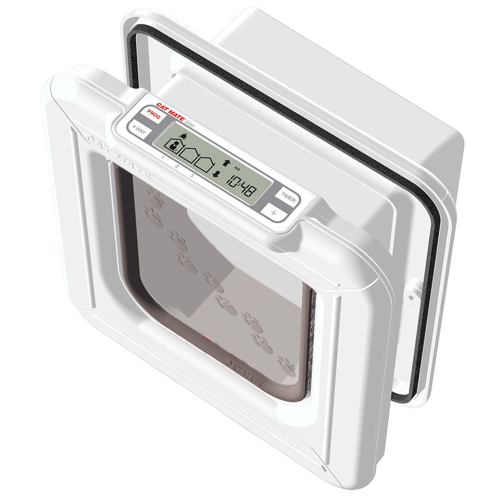 Cat Mate Elite Microchip Cat Flap with Timer Control – White (355W)
