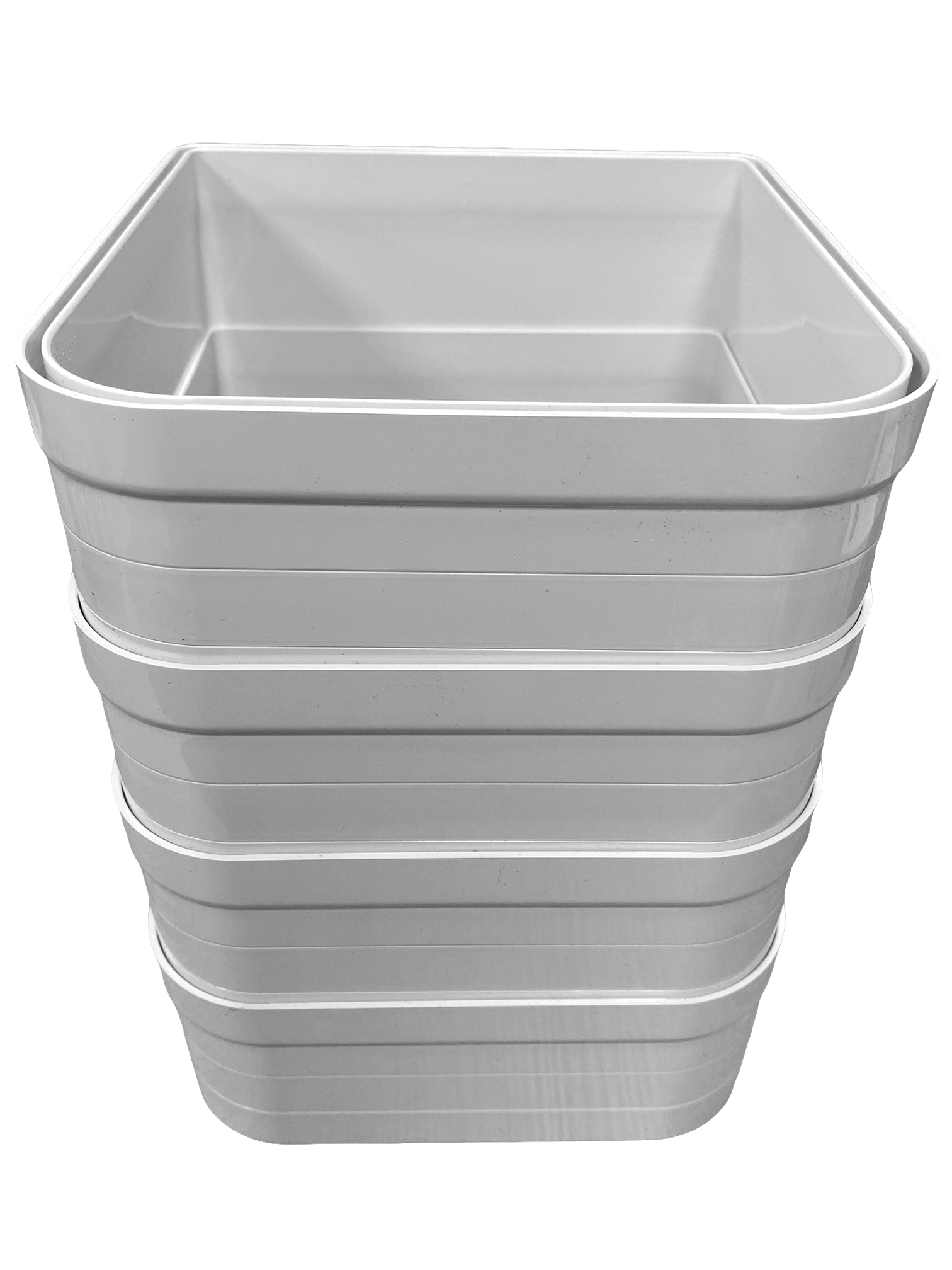 A stack of four white wall liners  on a clear background