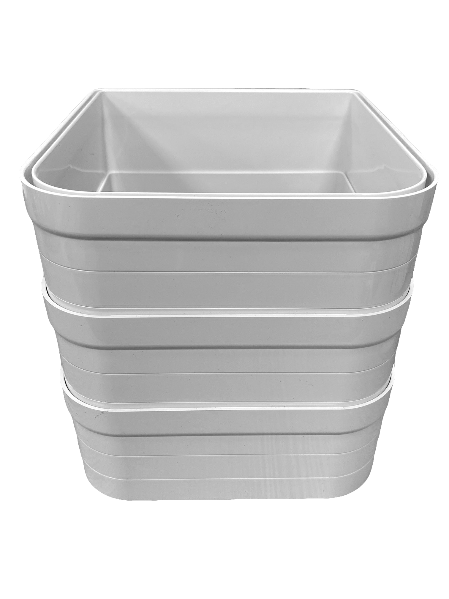 Three white wall liners stacked on top of each other on a clear background