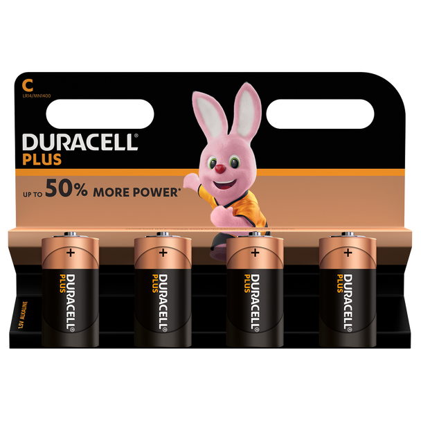 Duracell Plus Alkaline C Batteries, pack of 4