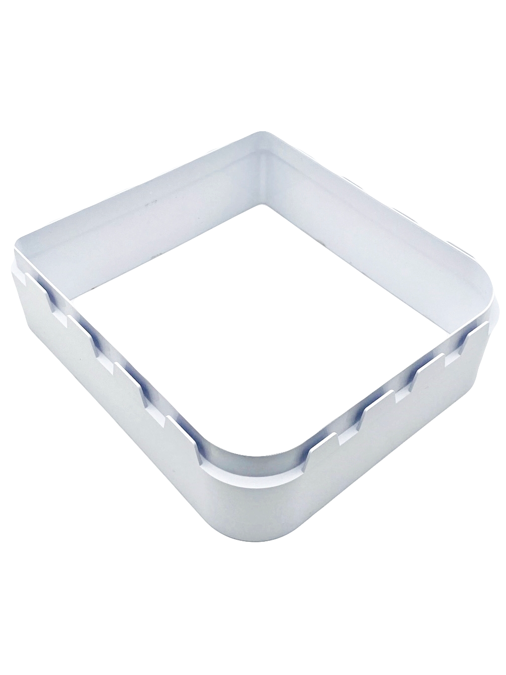 A white, solid-coloured piece designed as a tunnel section for pet flaps, with a visible joint seam on a clear background