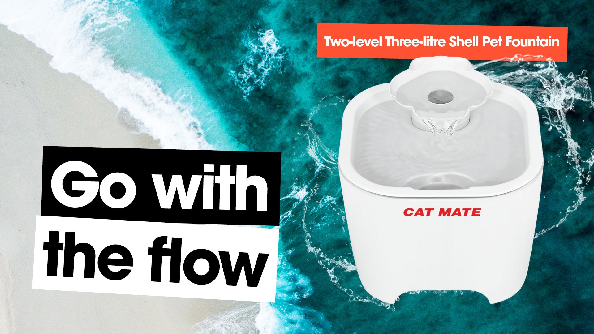 Cat Mate Two-level Three-litre Shell Pet Fountain – White (410)