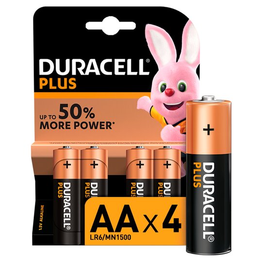Duracell Plus Alkaline AA Batteries, pack of 4