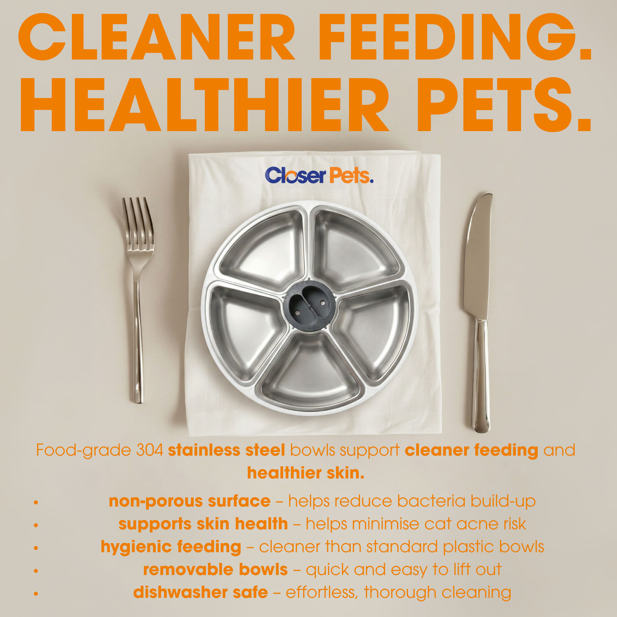 Closer Pets Five-Meal Automatic Pet Feeder with Stainless Steel Bowl Inserts (C500)