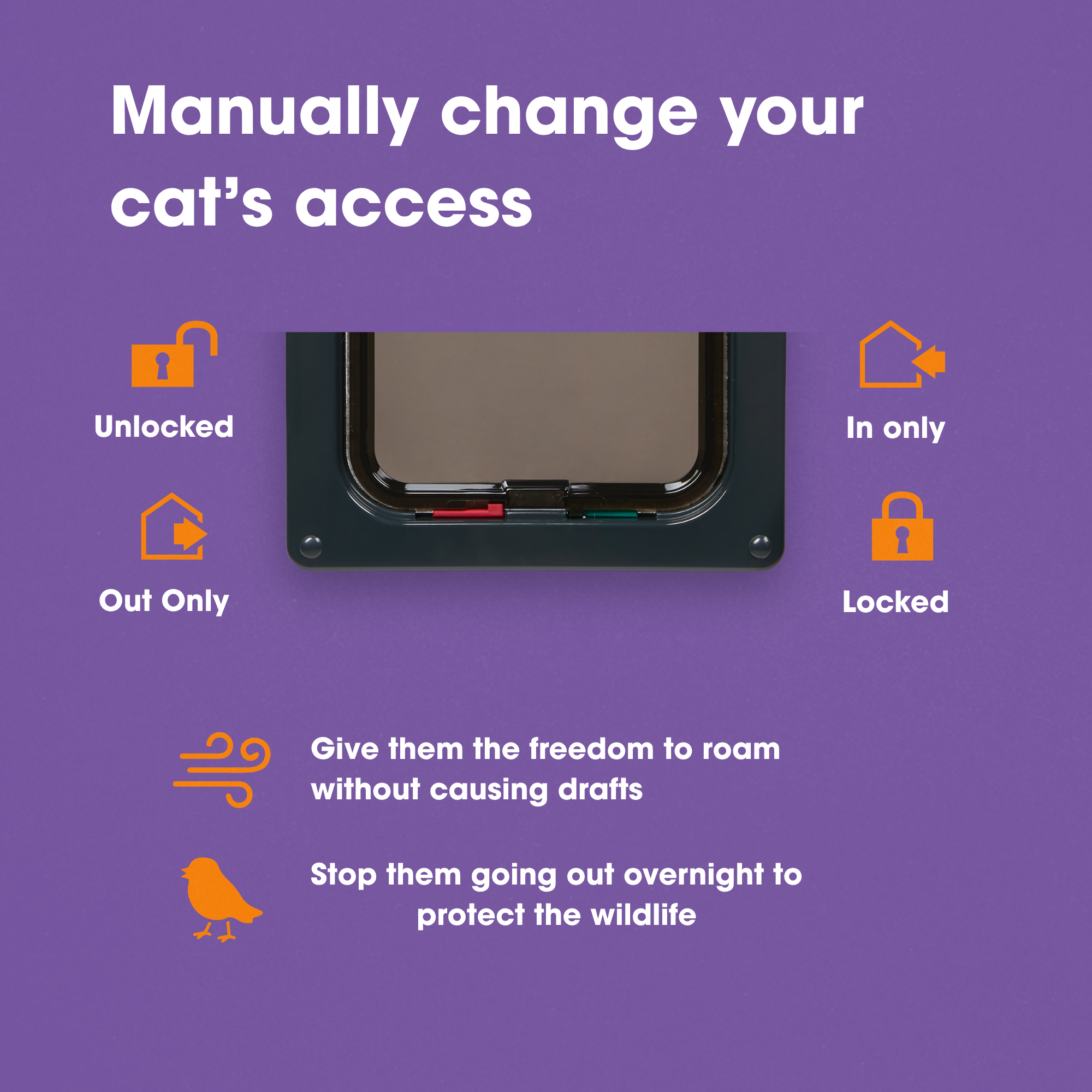 Cat Mate 4-Way-Locking Cat Flap with Liner to 50mm (2 inches) (235)