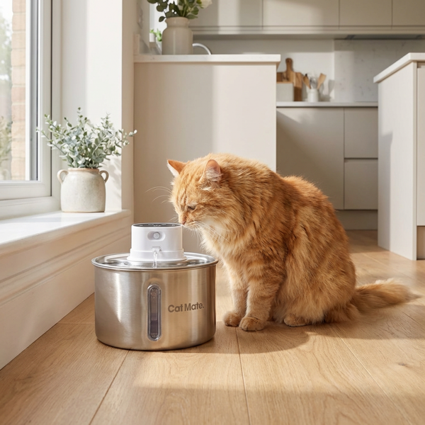 Cordless Cat Water Fountain 2.2L Stainless Steel