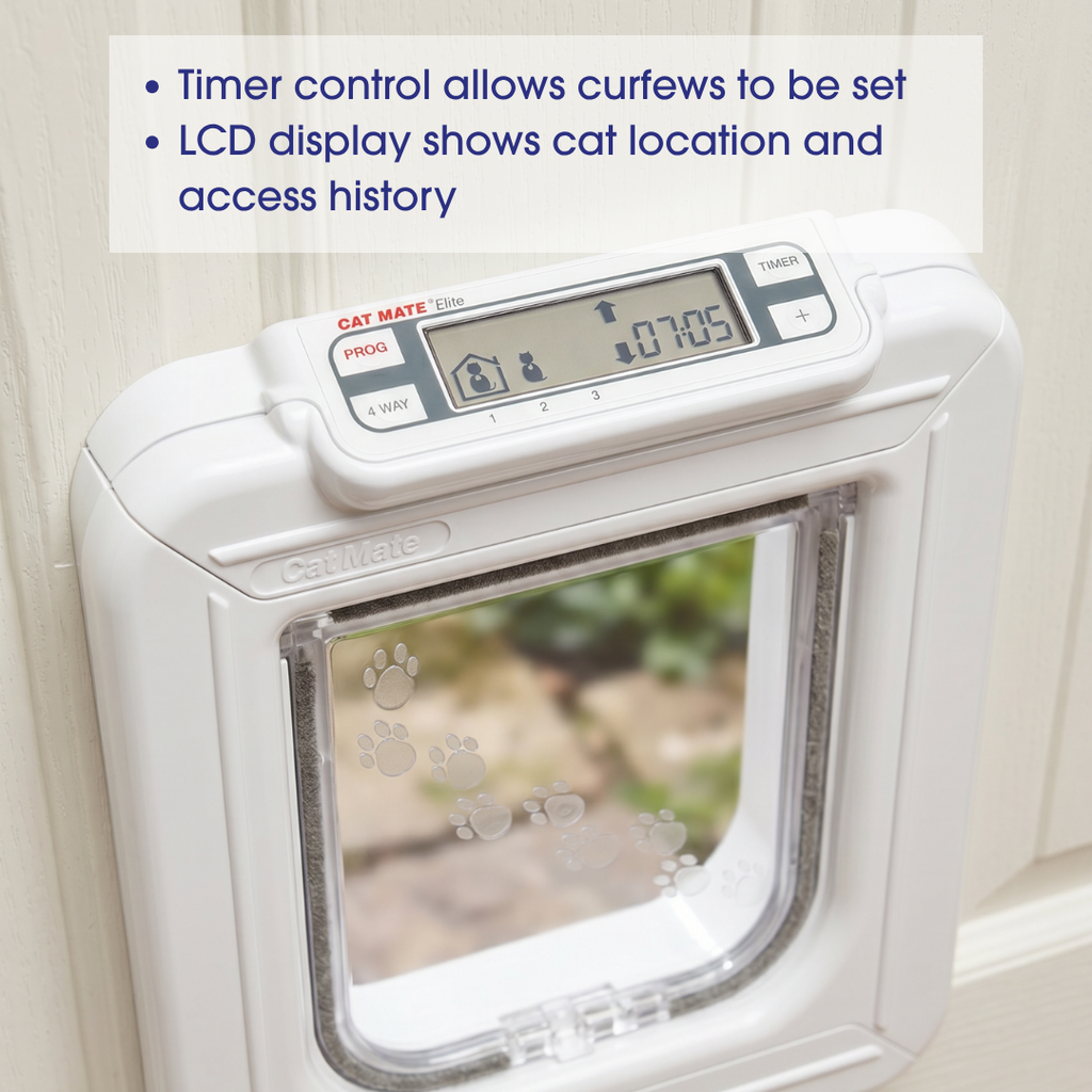 Cat Mate Elite 355W Microchip Cat Flap with Timer Control | Closer Pets
