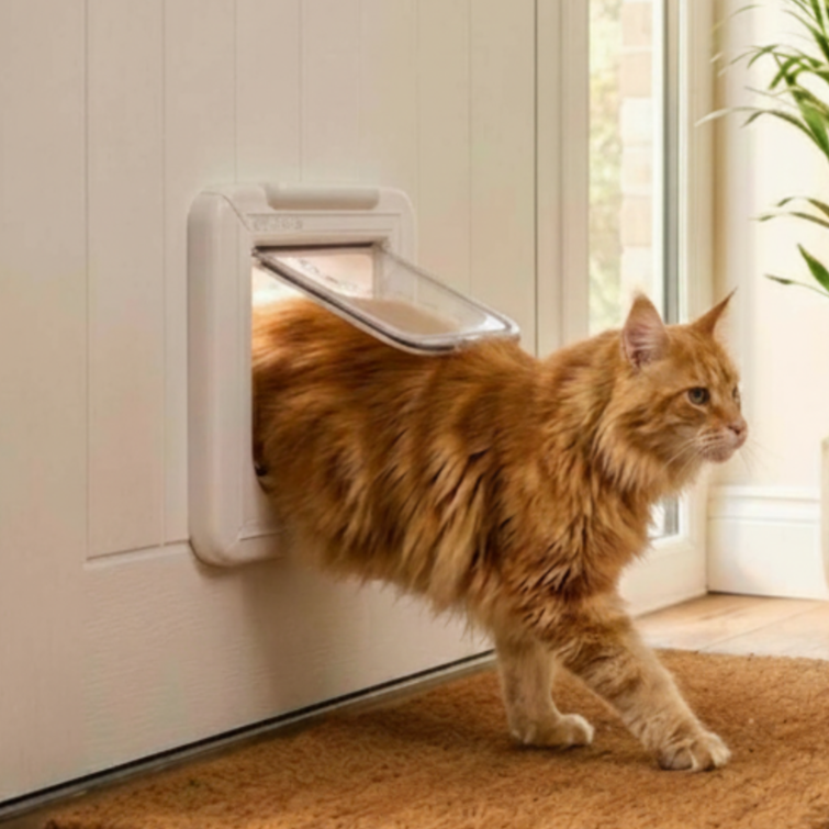 Cat Mate Elite Microchip Cat Flap with Timer & 4-Way Lock – White (355W)