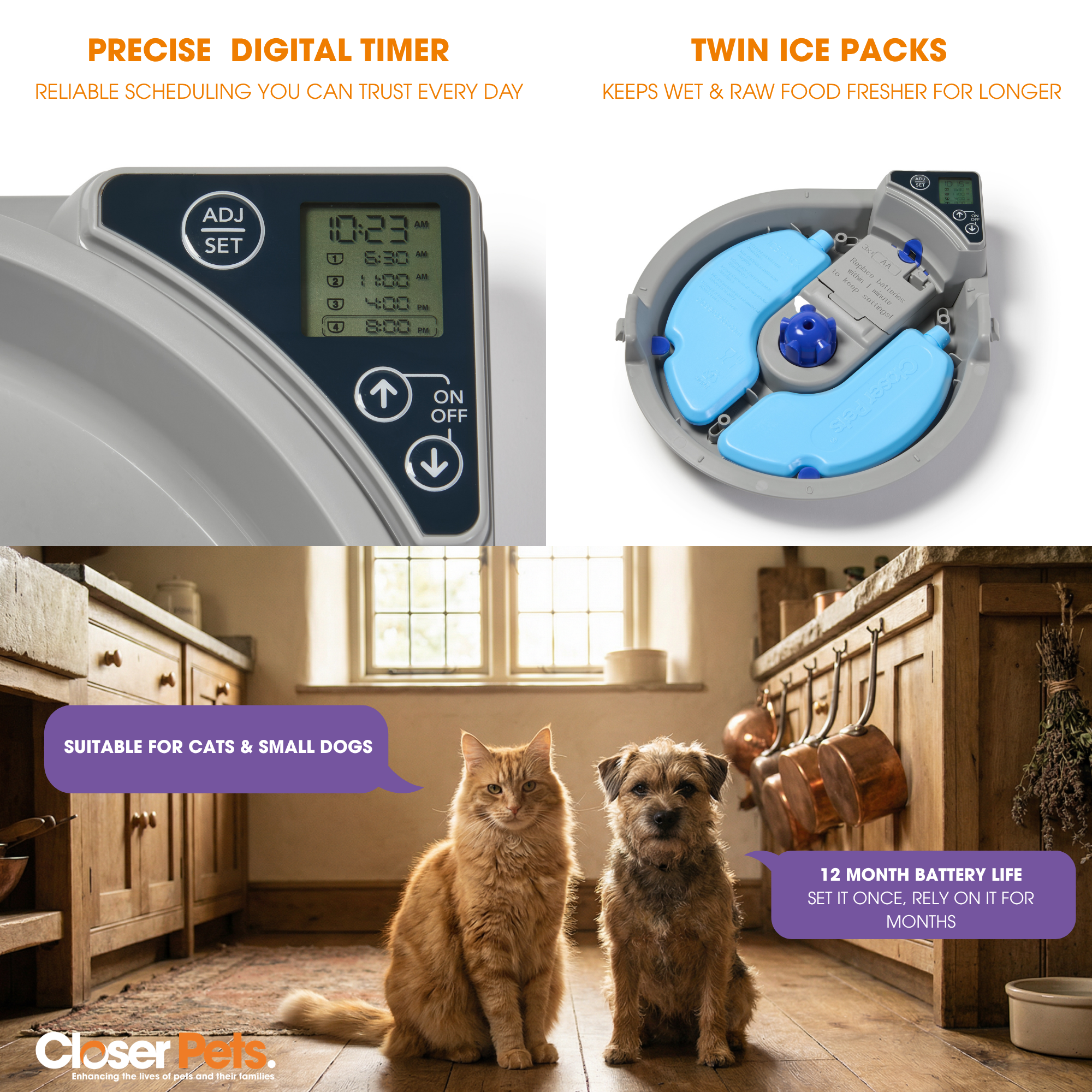 Cat Mate C500 Five-meal Automatic Pet Feeder with Digital Timer - For Cats & Dogs