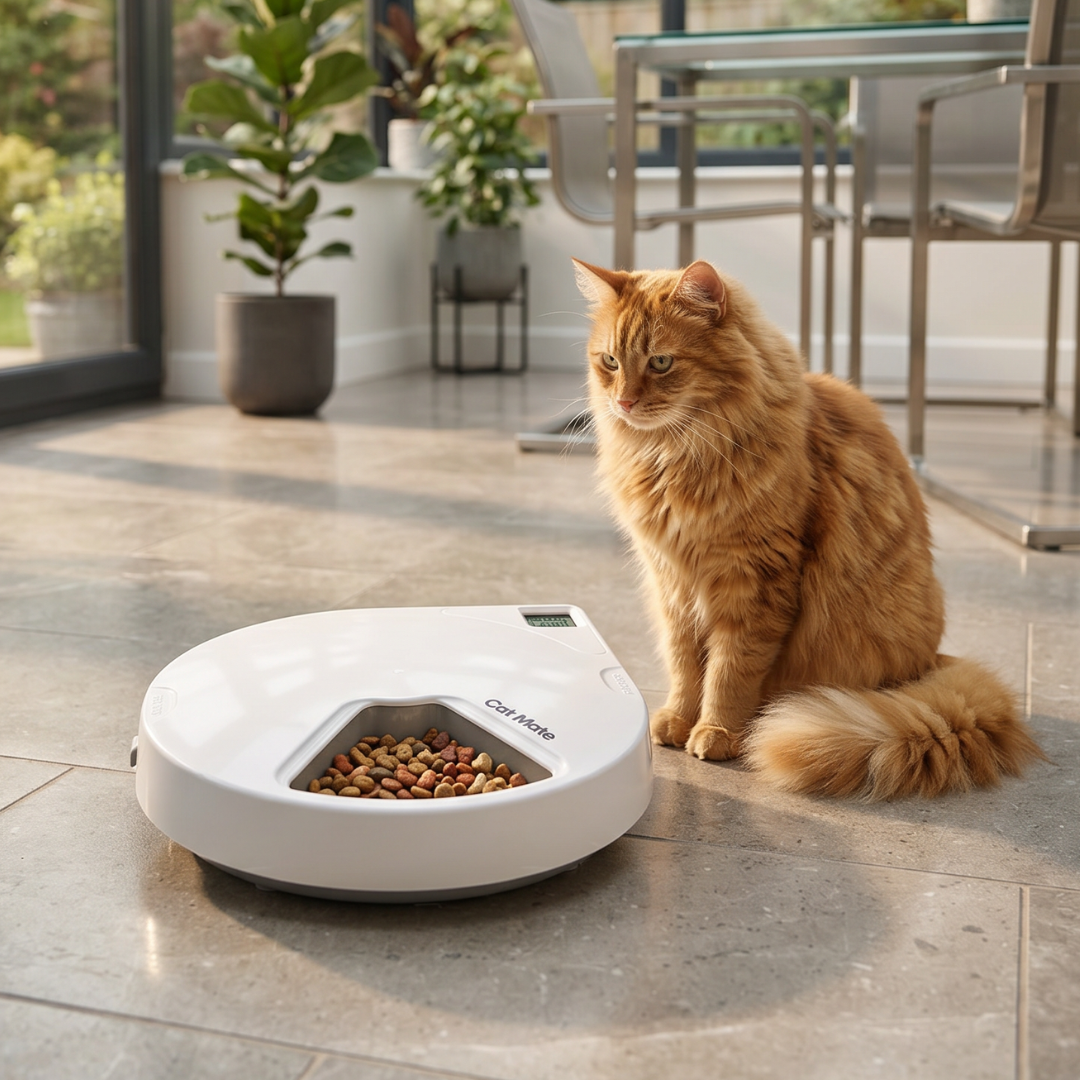 Cat Mate C500 Five-meal Automatic Pet Feeder with Digital Timer - For Cats & Dogs