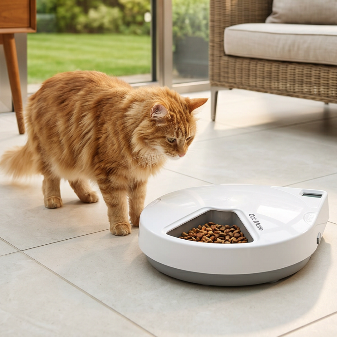 Cat Mate C500 Five-meal Automatic Pet Feeder with Digital Timer - For Cats & Dogs