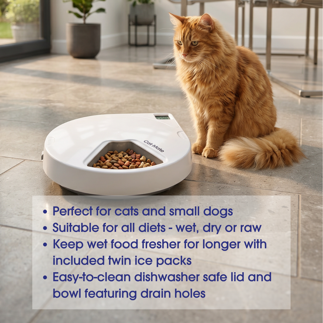 Cat Mate C500 Five-meal Automatic Pet Feeder with Digital Timer - For Cats & Dogs