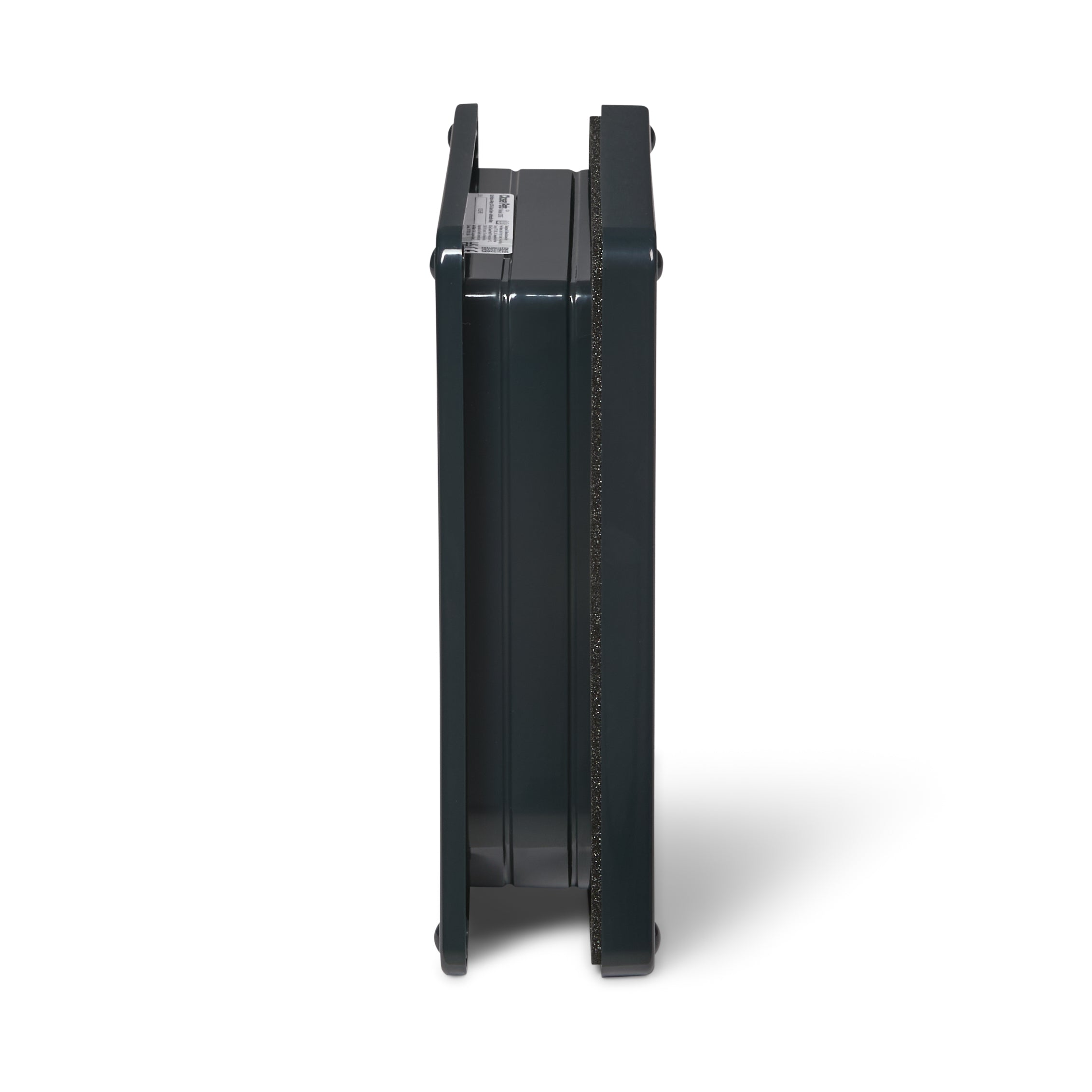 A profile view of the grey Cat Mate pet door which is self lining up to two inches and is suitable for installation in to a variety of door types, and walls 