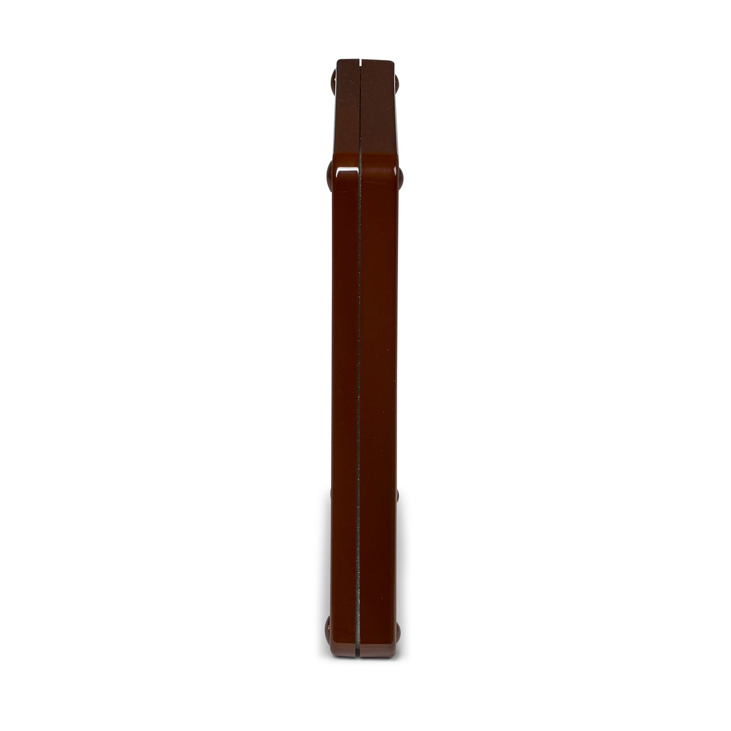 A side view of the brown Cat Mate lockable cat flap for average size cats on a white background 
