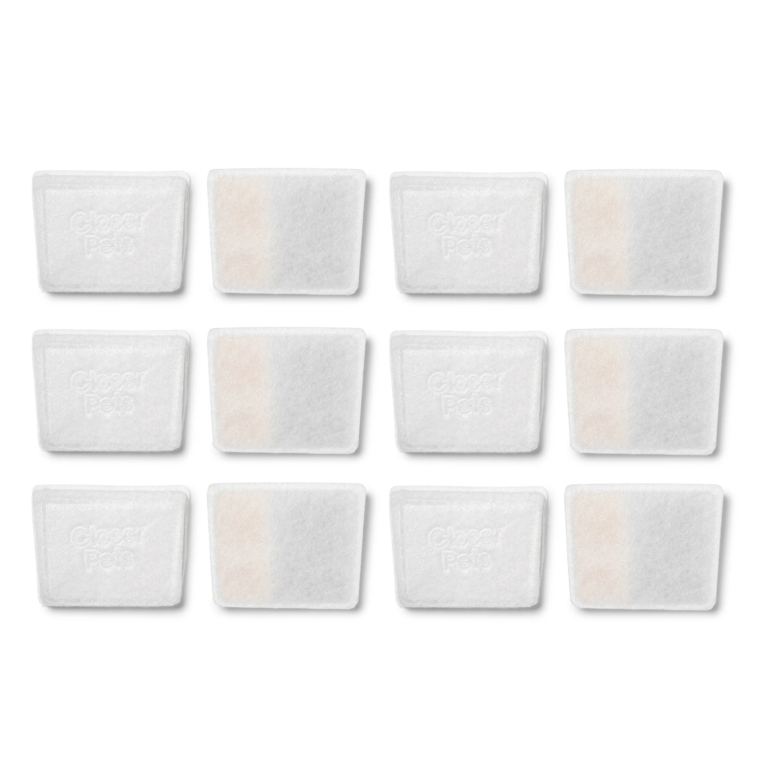 Grid of white bags on a white background