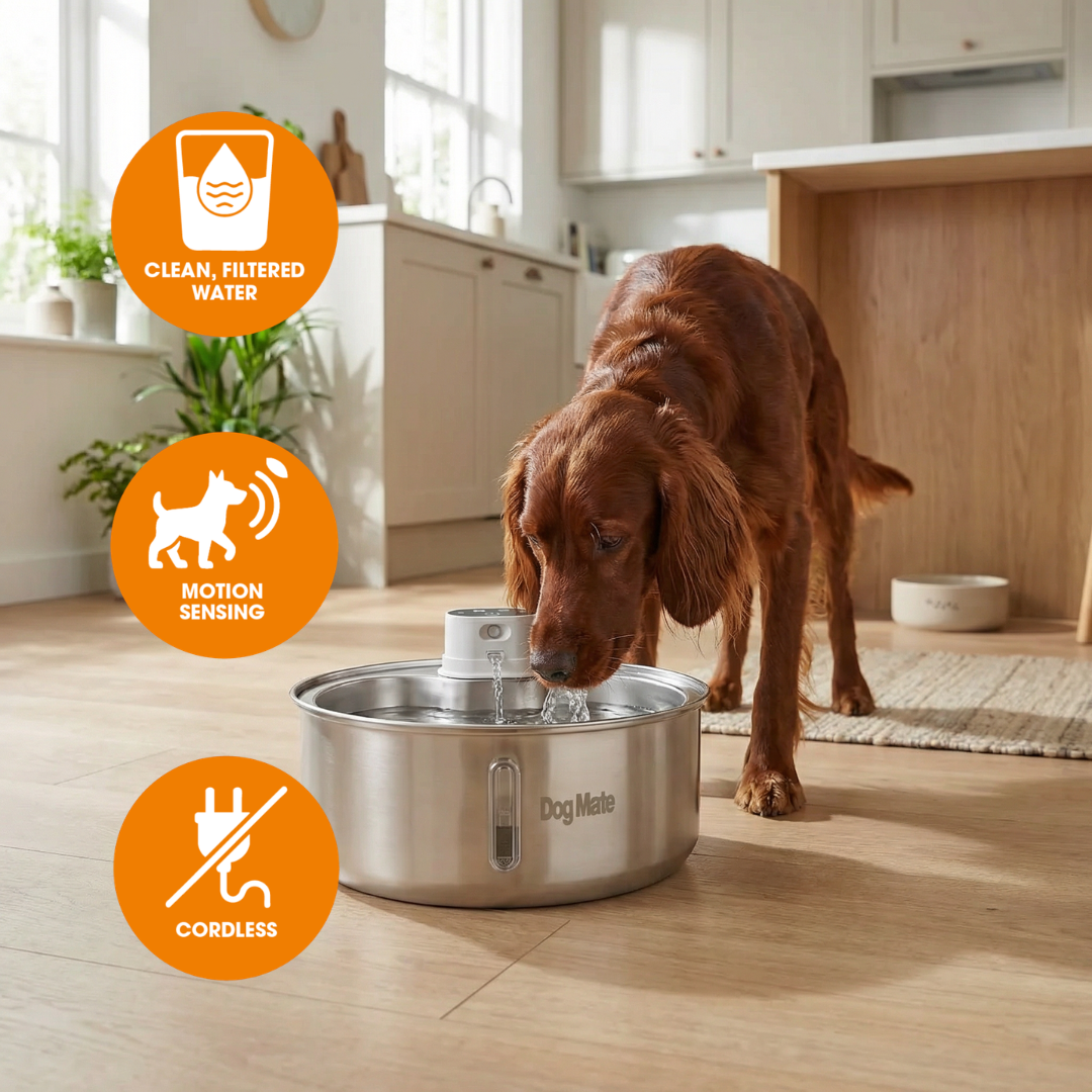 **PRE-ORDER SHIPS FROM EARLY MARCH** Dog Mate 8 Litre Stainless Steel Cordless Pet Water Fountain