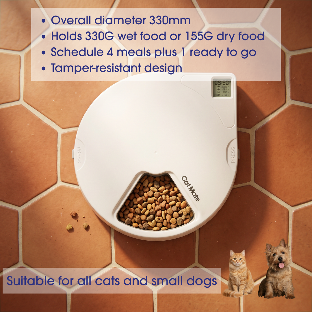 Cat Mate C500 Five-meal Automatic Pet Feeder with Digital Timer - For Cats & Dogs