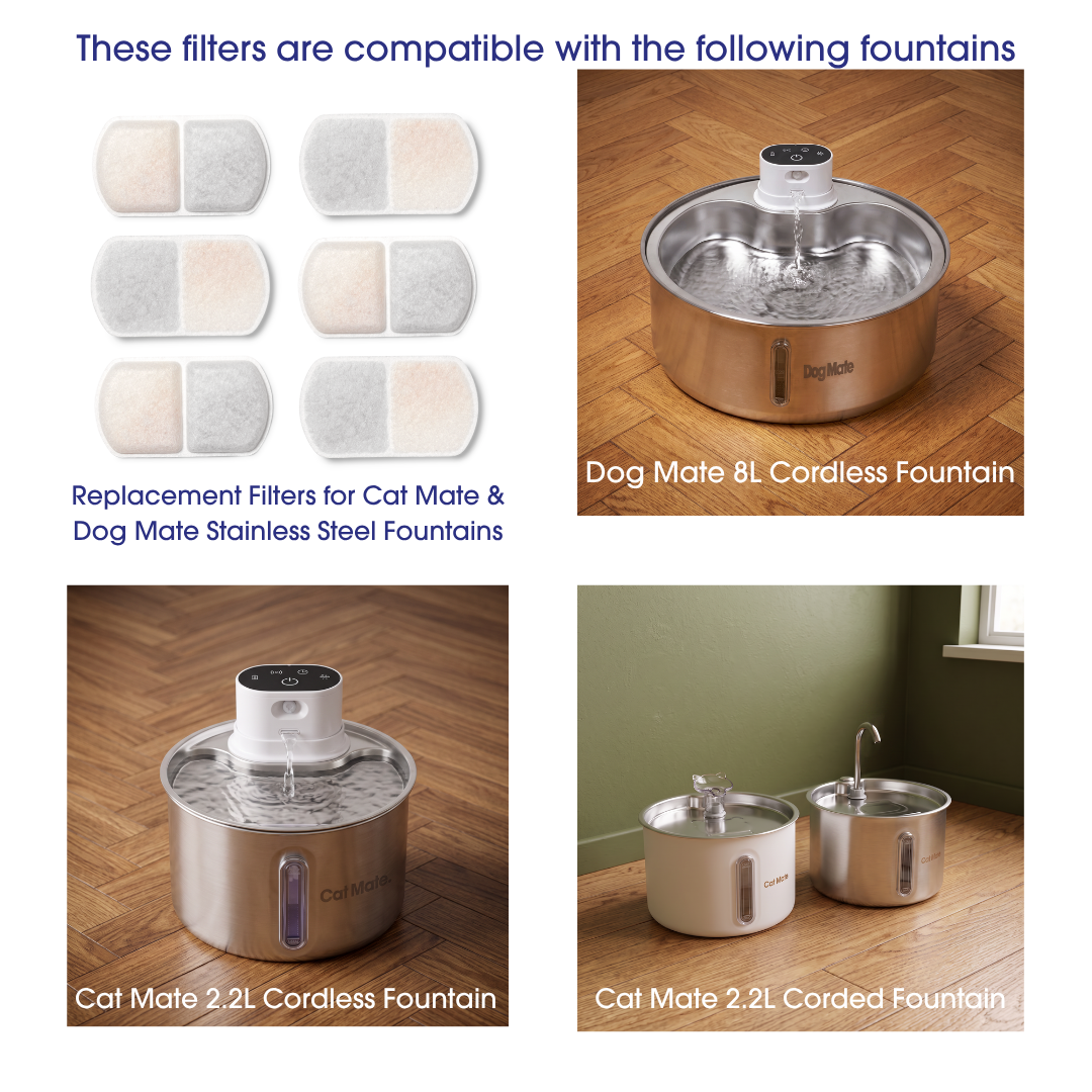Cat Mate 2.2 Litre Stainless Steel Corded Cat Water Fountain